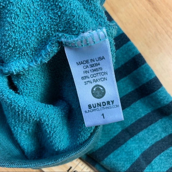 •SUNDRY• Anthro Teal Forever Split Back Sweatshirt - Picture 7 of 9